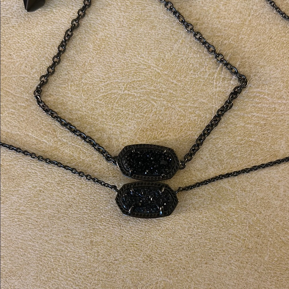 Kendra Scott Black Drusy Necklace and Bracelet Set